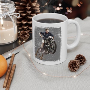 Steve McQueen The Great Escape Triumph Motorcycle Ceramic Coffee Mug 11oz, Printed in USA zdjęcie 4