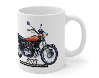 Kawasaki Z1 Z900 Classic Japanese Motorcycle Ceramic Coffee Mug 11oz, Impreso en USA