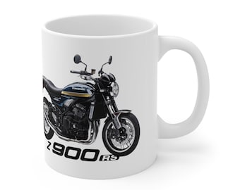 Kawasaki Z900 RS Candytone Blue Motorcycle Ceramic Coffee Mug 11oz, Impreso en Estados Unidos