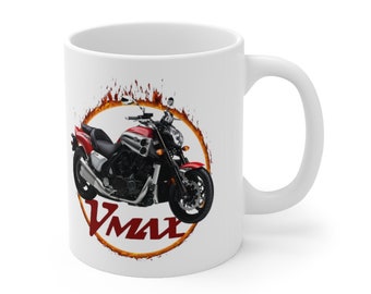 Yamaha Vmax VMX Fire Motorcycle Ceramic Coffee Mug 11oz, Printed in USA