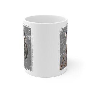 Steve McQueen The Great Escape Triumph Motorcycle Ceramic Coffee Mug 11oz, Printed in USA zdjęcie 2