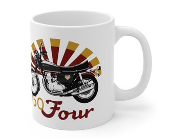 Honda CB750 Four Clssic Japanese Motorcycle Ceramic Coffee Mug 11oz, Printed in USA