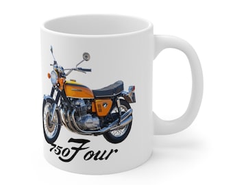 Honda CB750 Four Candy Gold Classic Japanese Motorcycle Ceramic Coffee Mug 11oz, Printed in USA