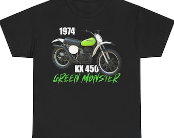 Camiseta clásica Kawasaki KX 450 Green Monster de 1974, impresa en EE. UU.