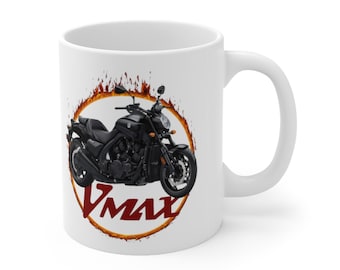 Yamaha Vmax Black Motorcycle Ceramic Coffee Mug 11oz, Impreso en USA