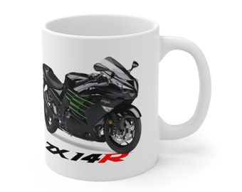 Kawasaki ZX-14 Motorcycle Ceramic Coffee Mug 11oz, Printed in USA