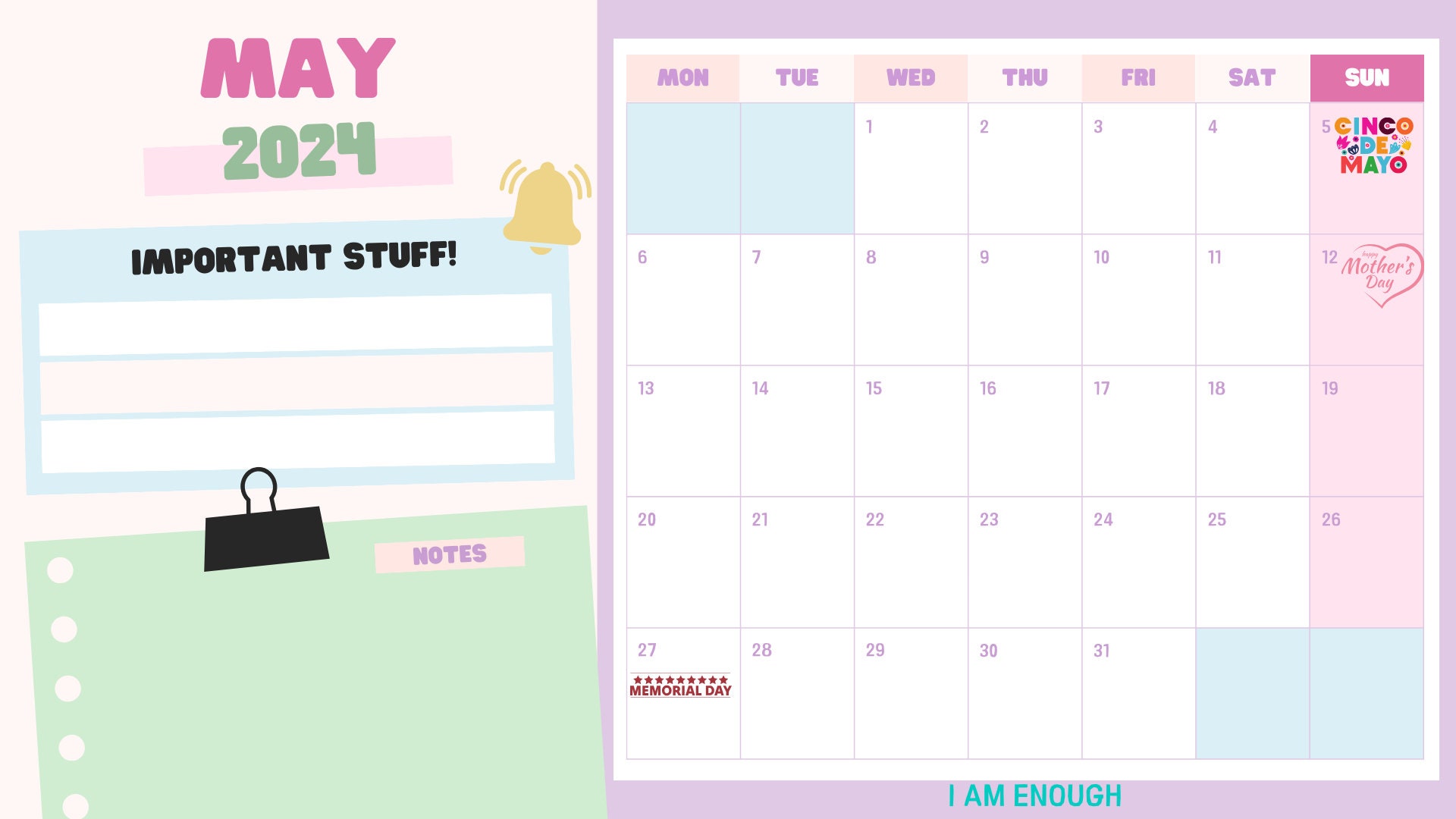 2024 Printable & Fully Editable Calendar With Affirmations - Etsy