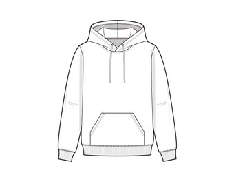 Hoodie Vector Fashion Flats Sketch Set / Fashion Template