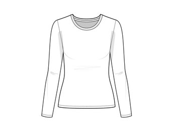 Long Sleeve T-Shirt Vector Fashion Flat Sketches /  Fashion Template