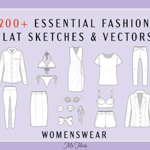 200+ Essential Fashion Flat Sketches - Womenswear