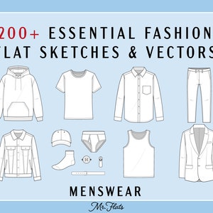 200 Essential Fashion Flat Sketches Menswear Etsy Ireland