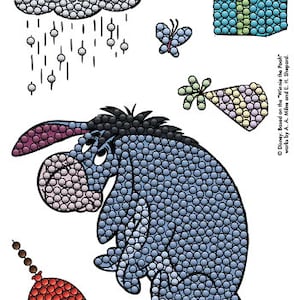 Jeu de tampons A6 Crystal Art Bourriquet (Winnie l'ourson) - à utiliser avec des cristaux, des diamants, des pierres précieuses, des gouttes Nuvo, des stylos, des crayons, des peintures.