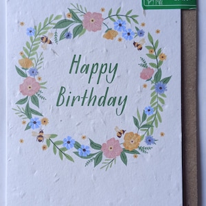 Carte de joyeux anniversaire à planter - Papier ensemencé pour faire pousser vos propres fleurs