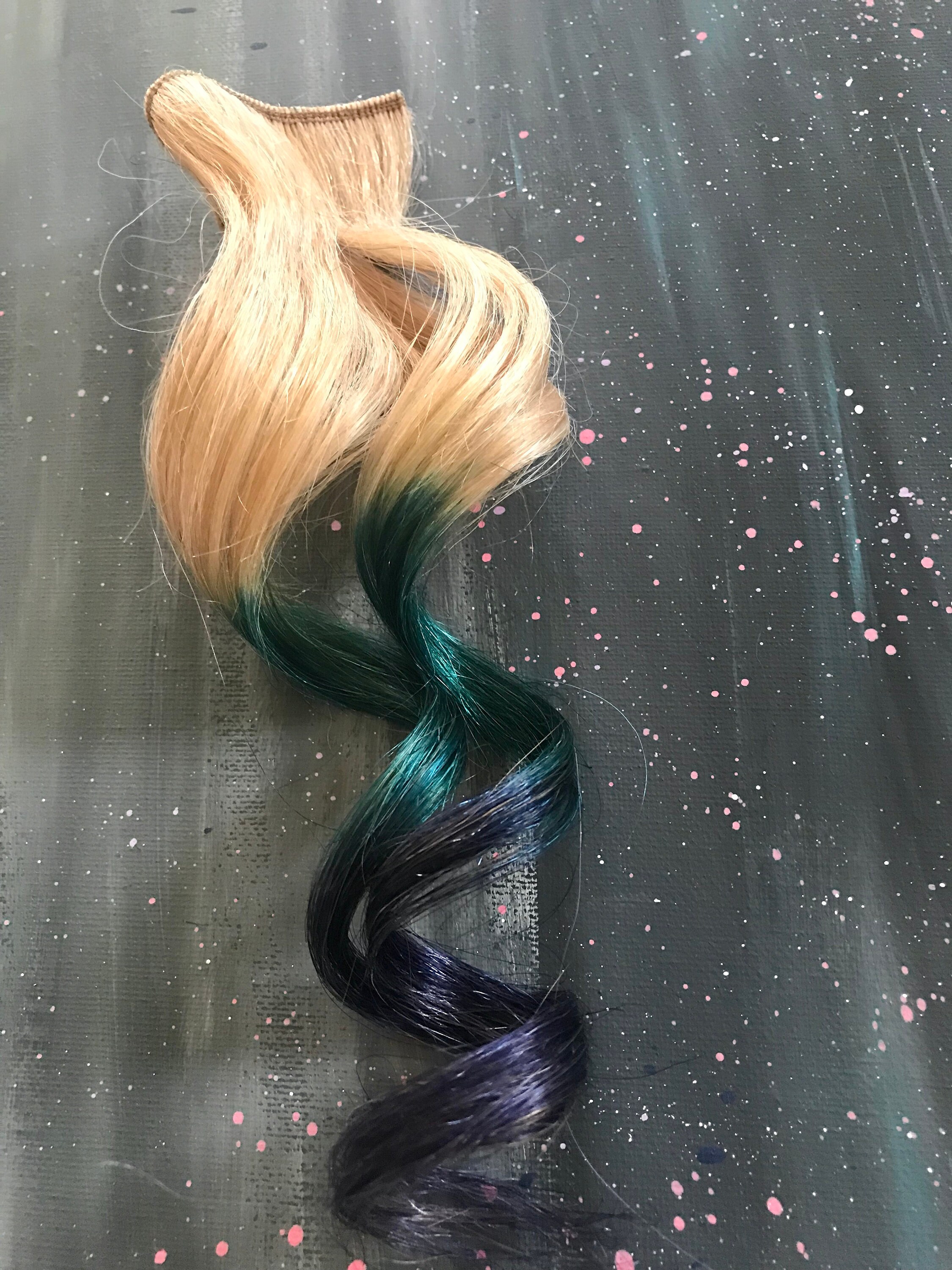 Color Melt Human Hair Extensions Blonde Teal Purple Vivid Etsy