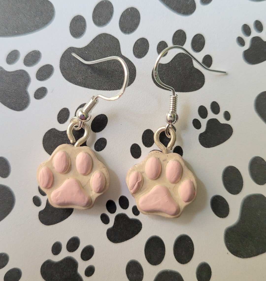 Paw Print Earrings Dog Paw Print Earrings Hypoallergenic Etsy