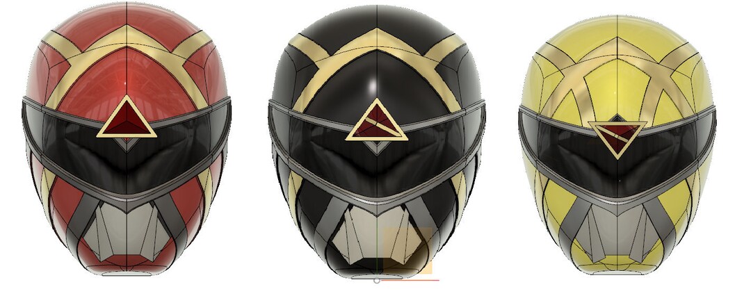 Power Ranger Helments Logs Omega Boom Power Rangers Helmets. Black, Red and Yellow and Blue 3d ...
