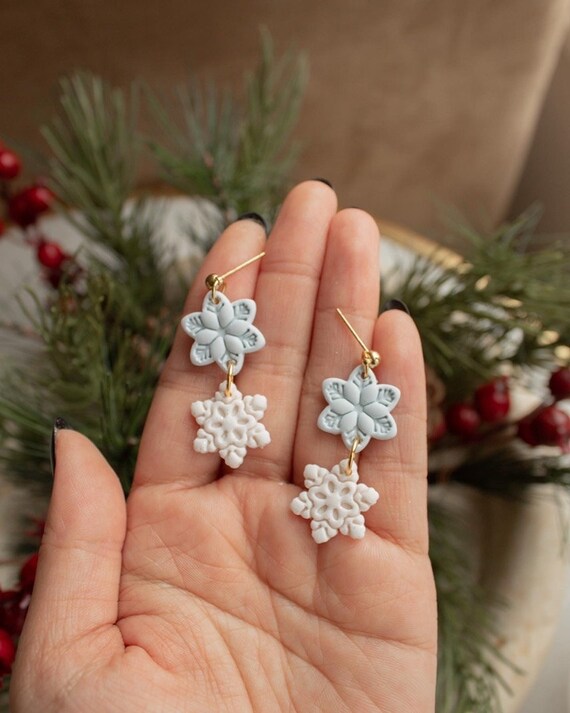 3 Pairs Christmas Earrings Set - 925 Sterling Silver Snowflake, Tree, Santa Hat Studs For Women