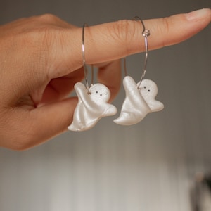 Draped Pearl Ghost Hoops | Halloween dangle earrings, Spooky Ghost Earrings, Ghoul Earrings, Fall Hoops, Pumpkin, Coffee