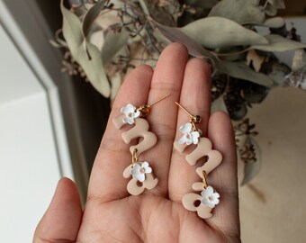 Mama Lowercase Letter Floral Dangles