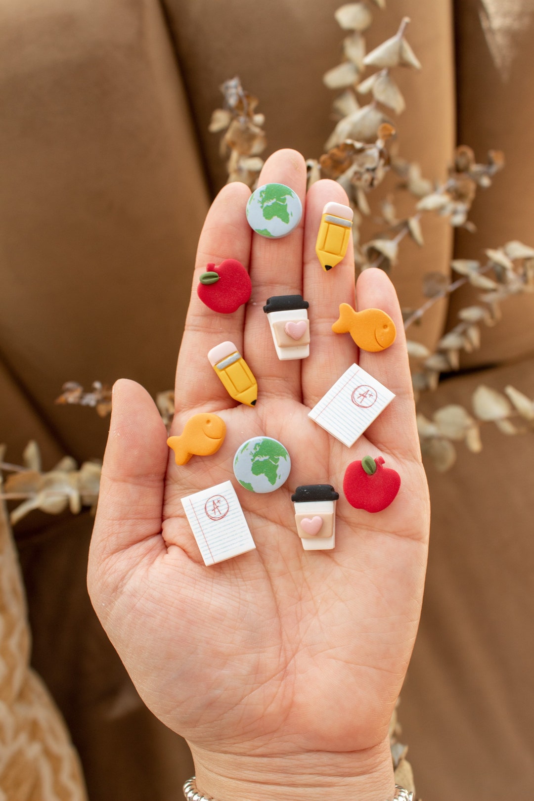 Teacher Appreciation Stud Collection | School Teacher Clay Studs, Apple ...