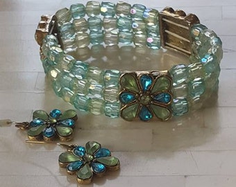 Bracelet and Earrings  Blues and Turquoise