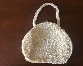 Purse Hand Made In Belgium Off White Kiss Clasp Original Pocket Mirror In Tissue Vintage accessory