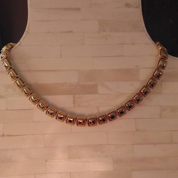 Napier  Necklace  18 Inch Gold Squares Chain Link… - image 1