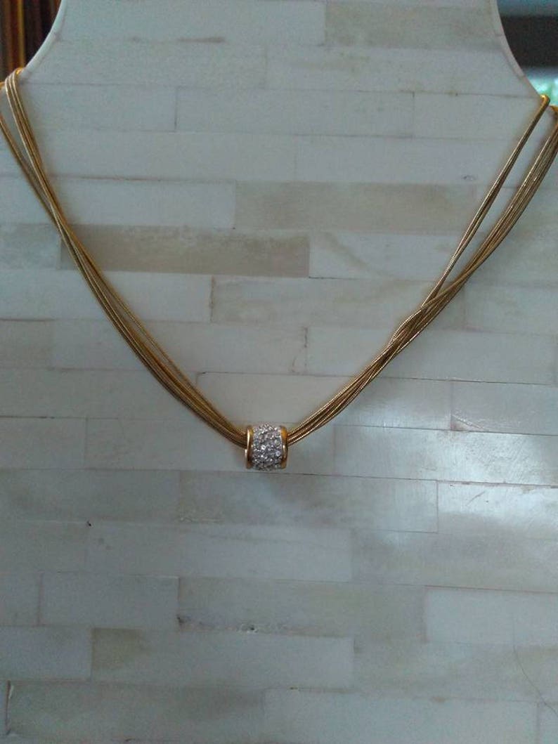 NAPIER Necklace Rhinestones Slider on Rope Chain Etsy