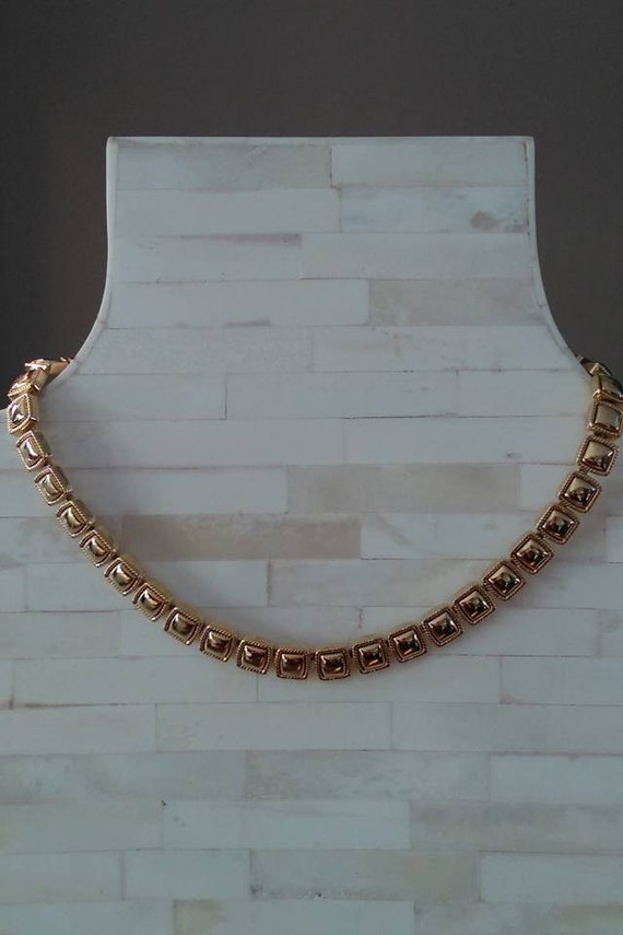 Napier  Necklace  18 Inch Gold Squares Chain Link… - image 3