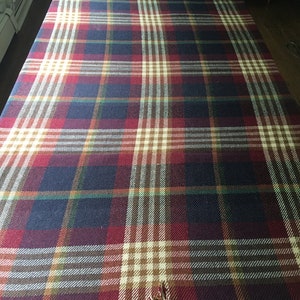Wool Throw 67 by 56 Inches Maroon Blue Green Plaid OLD Vintage