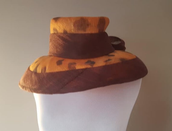 Sinamay Hat Leopard Spots Beige and Purple Wide B… - image 6