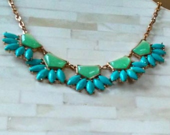Necklace Costume Turquoise and Green Enamel