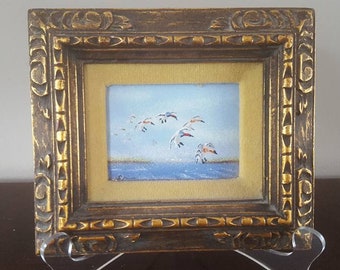 Seagulls  Framed Enamel 6.5 Inch x 7.5 Inch