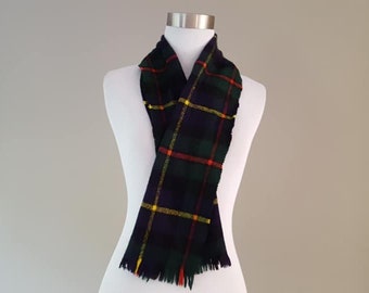 Wool Scarf 44 by 8 Inches The Scotch House London Edinburgh Paris Green Plaid Vintage Accessory