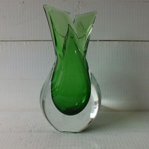 Formia Sommerso Murano Vase - Sommerso Glasvase - Grüne Sommerso Vase - Vintage 1960er Jahre