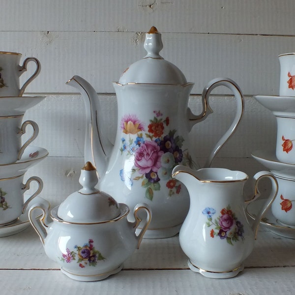 Kaffee Espresso Set - Tschechisches Porzellan - Neues Kaffee Service Leander 1946 RGK China de Boheme - Karlovy Vary - Shabby Chic - Vintage 90er Jahre