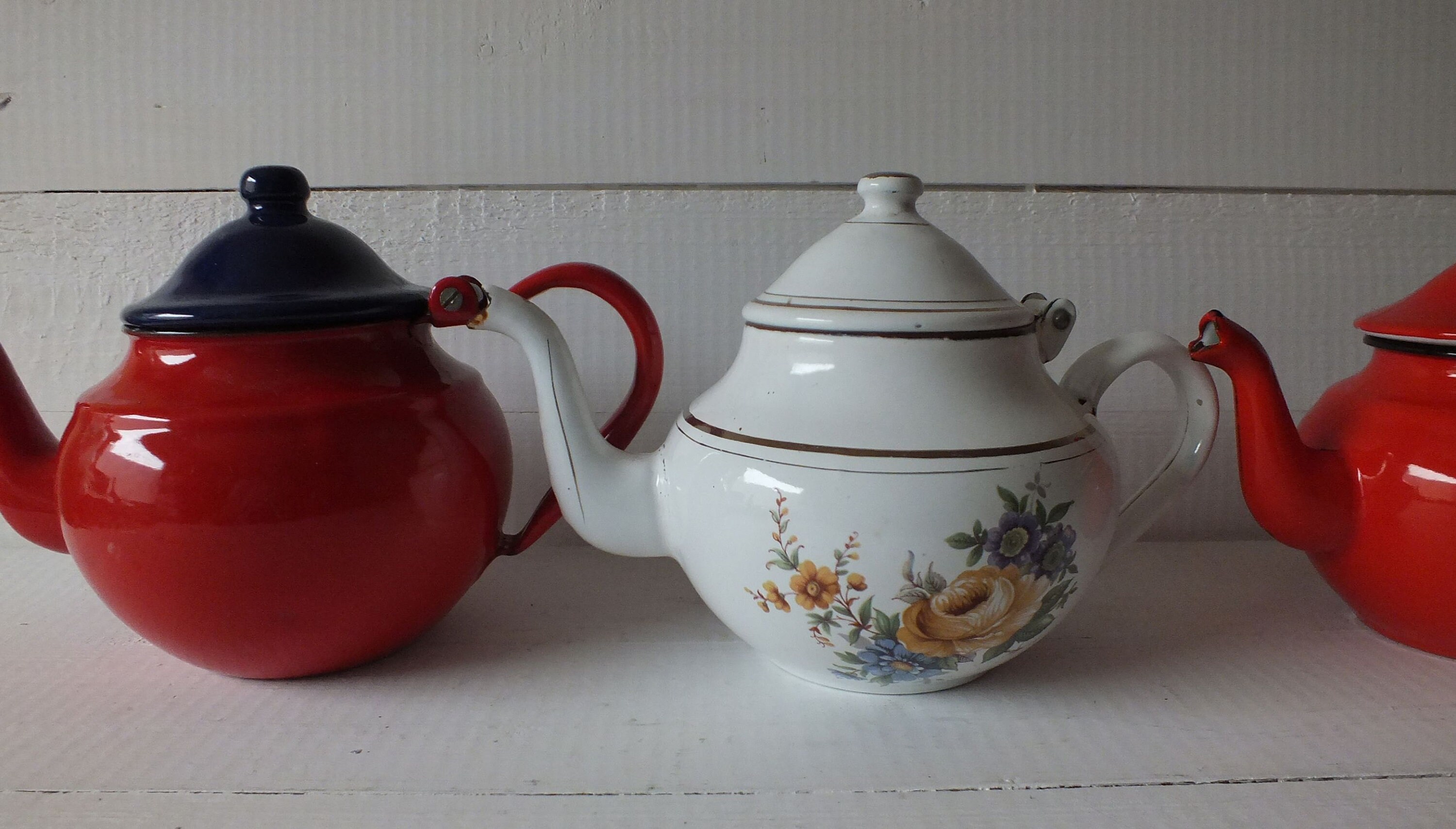 Small Enamel Tea Kettles Enamel Coffee Pots Country Etsy