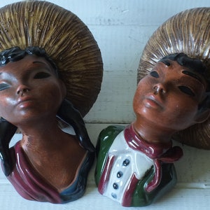 Stephan Coneye Wall Masks - Ceramic Mexican Masks Coneye Wien - Mid Century Art Ceramic - 3D Portrait - Face Wall Masks - Vintage 1950s