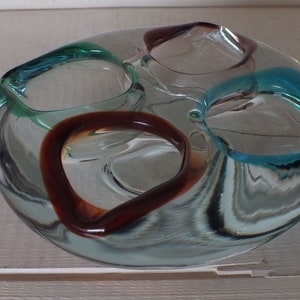 Art Glass Ashtray Murano Style -  Four Hole Ashtray - Multicolor Handmade Ashtray - Mid Century Art Glass - Vintage 1960s