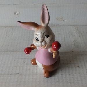 Vintage Goebel Rabbit With Rattles - Porcelain Figure Goebel Bunny  - Goebel Figurine Bunny Music