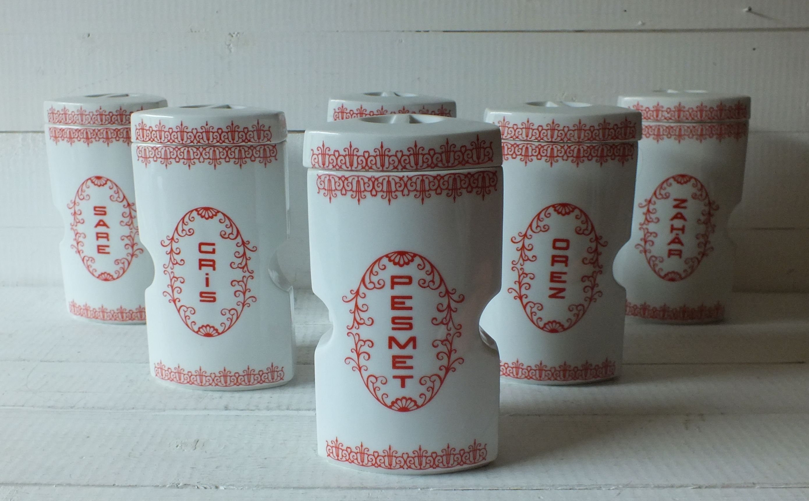 Triangular Spice Containers Vintage Alba Julia Spice Triangle Containers - Romanian Porcelain Spice ...