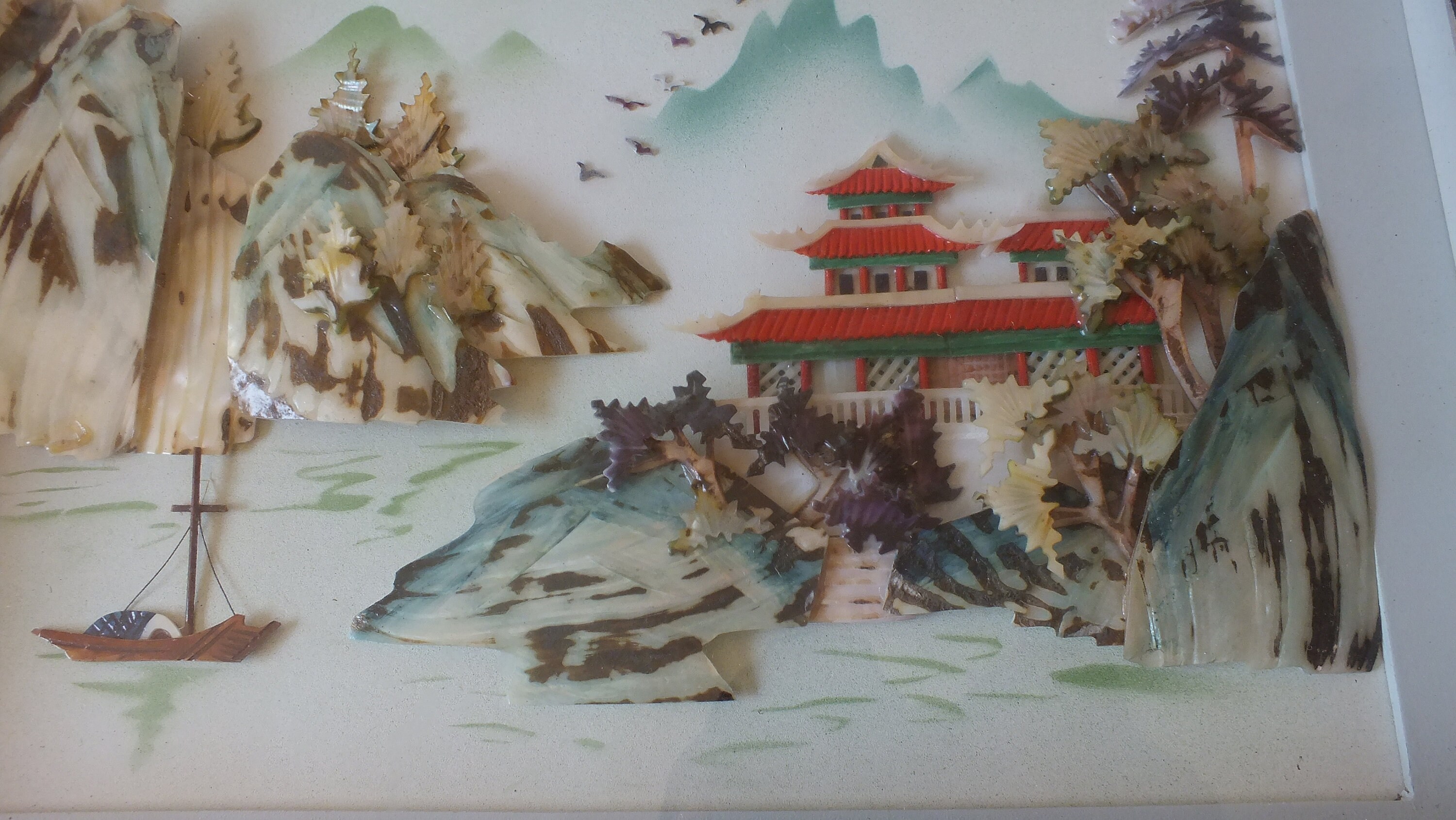 Chinese Shell Art Wall Decor - Chinese Wall Art - 3D Glass Chinese Shell Art Wall Decor - Chinese Wall Art - 3D Glass