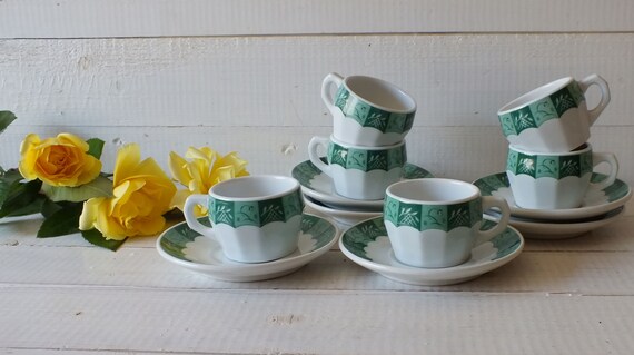 Porcelain Coffee Cup Set - Bauscher Weiden Germany - for Rasper & Sohne -  Green Dream - Porcelain Espresso Cups - 1930s - Etsy