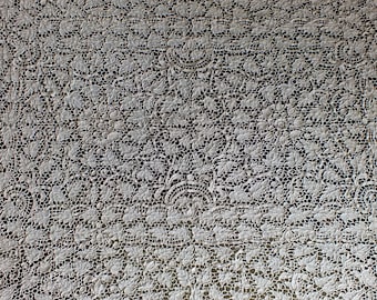 Große Venezianische Spitze Tischdecke - Burano Handgemachte Italienische Nadel Spitze Baumwolle Tischdecke - Venedig Handarbeit Shabby Chic - Vintage 1960er Jahre