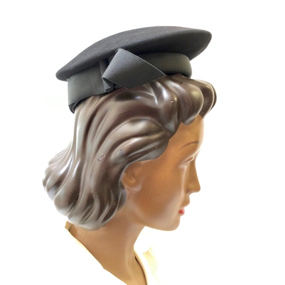 1940s "Sonya" Black Felt Beret