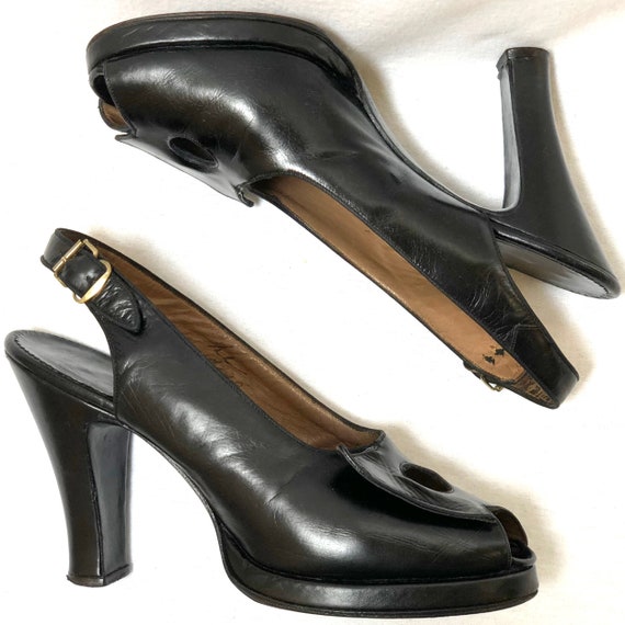 1940s Navy Bow Platform Slingbacks