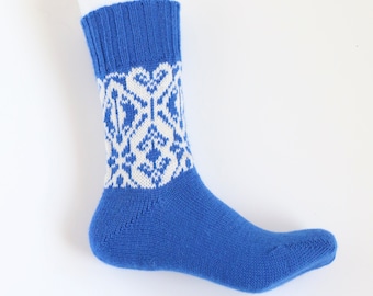 Chaussettes en laine de style scandinave Chaussettes en tricot de laine pour hommes Chaussettes, Chaussettes confortables, Chaussettes bleues électriques Chaussettes femmes Chaussettes cadeaux, Chaussettes chaudes mignonnes Chaussettes en tricot en laine