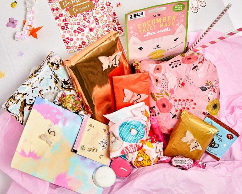 Mystery Box for Women with 7 Unique Gifts for Her in a Self Care Box Personalised Gift Box Care Package for Her with Surprise Gifts