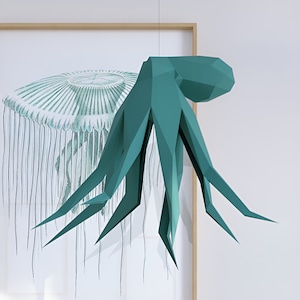 Animal Templates: Octopus Pendant & DIY Paper Sculpture, 3D Trophy Craft, Papercraft Art, Fun Paper Template PDF