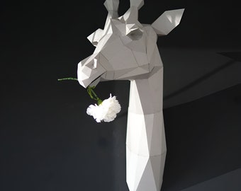 Papercraft Animals Giraffe Trophy | Low Poly Wall Art Sculpture | 3D Model PDF | Unique Home Decor Gift
